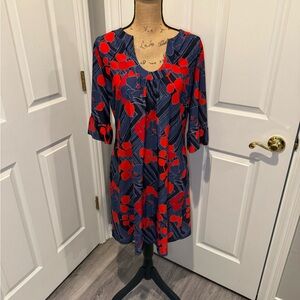Jude Connally Red and Blue Patterned Dress. Size XL.